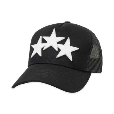 AMIRI 3 Star Trucker Hat "Black/White"