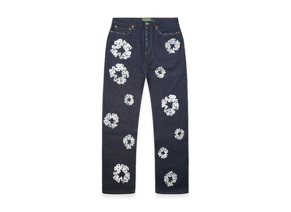 DENIM TEARS Baggy Studded Cotton Wreath Denim Pant "Selvedge"
