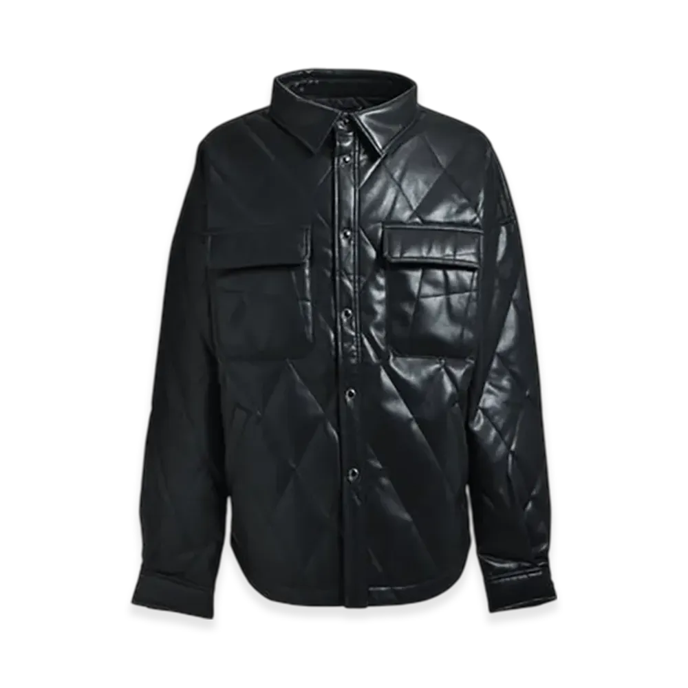 BREATH Faux Leather Quilting Shirt "Black"