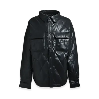 BREATH Faux Leather Quilting Shirt "Black"