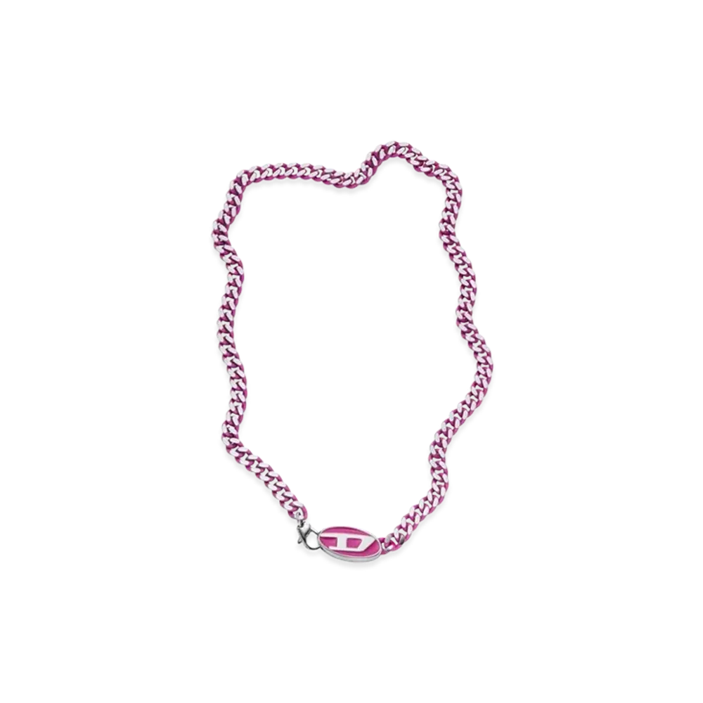 Diesel Dx1508 Stainless Steel Chain Necklace "Pink White"