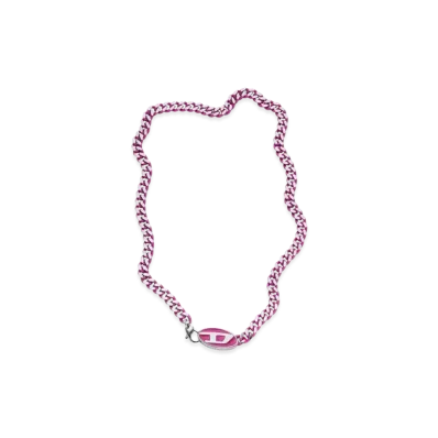 Diesel Dx1508 Stainless Steel Chain Necklace "Pink White"