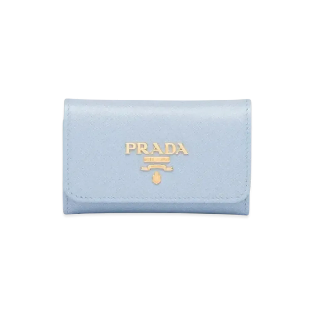 PRADA Saffiano Leather Key Case "Light Blue/Blue"