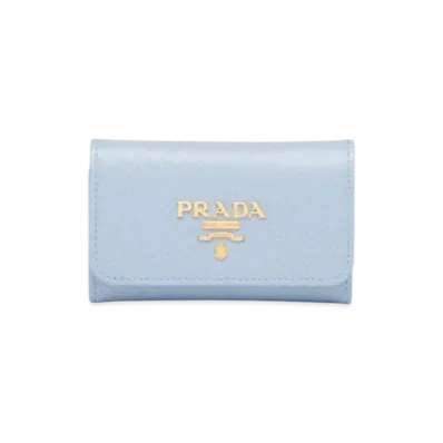 PRADA Saffiano Leather Key Case "Light Blue/Blue"