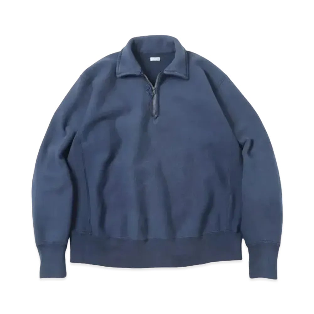A.PRESSE Vintage Half Zip Sweatshirt "Navy"