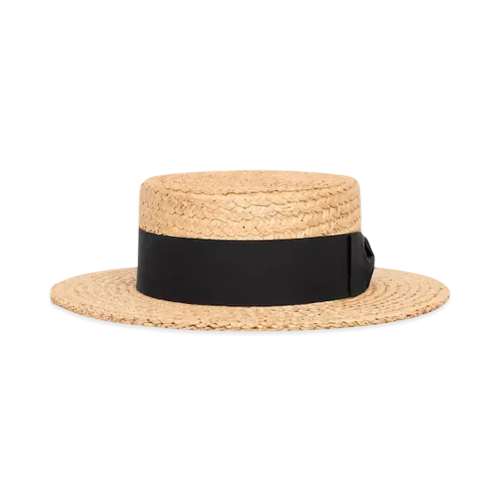 CELINE Canotier Hat in Straw "Natural Black"