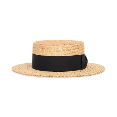 CELINE Canotier Hat in Straw "Natural Black"