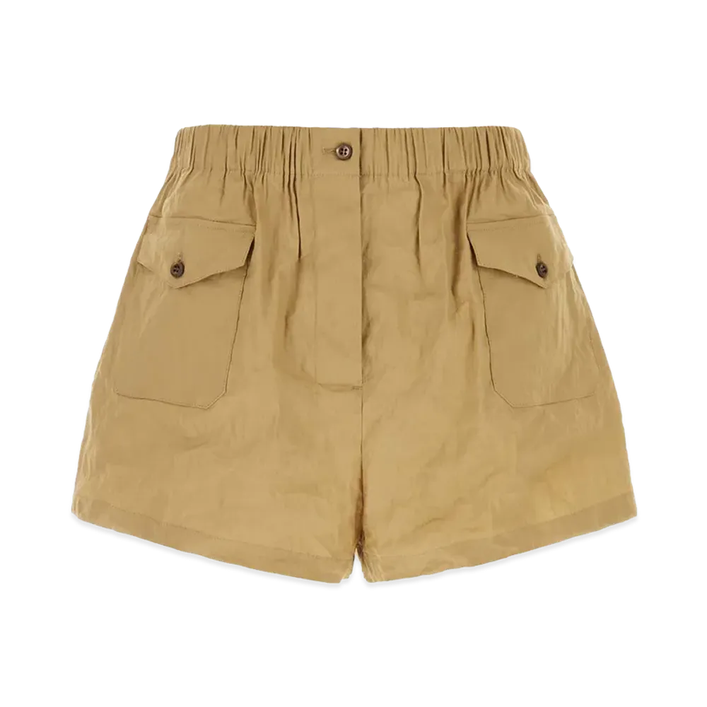 PRADA Women's Stretch Cotton Blend Shorts "Camel"