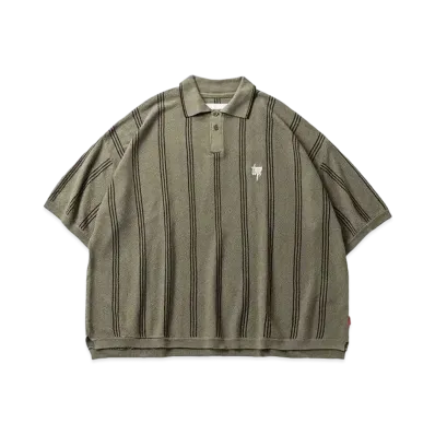 TIGHTBOOTH Stripe Knit Polo "Olive"