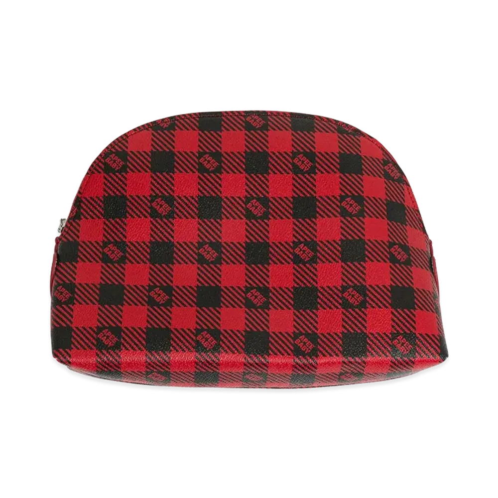 A BATHING APE Women's Plaid Cosmetic Bag "Red"