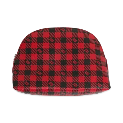 A BATHING APE Women's Plaid Cosmetic Bag "Red"