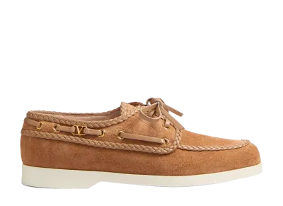 Valentino Garavani Women's Skin Pink Suede Loafers "Animal Print"
