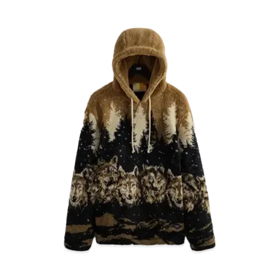 Kith Merrick Wolves Sherpa Hoodie "Black"