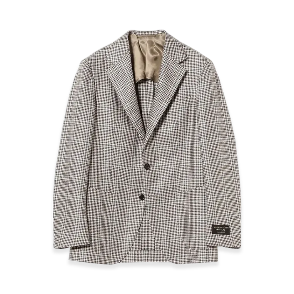 BEAMS Di Pray Silk Houndstooth Pane Jacket "Brown"