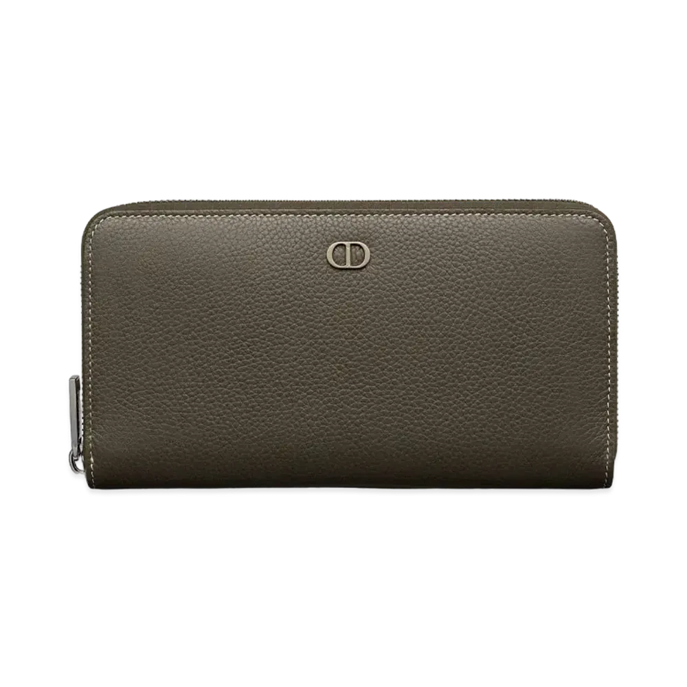 Dior Long Zip Wallet CD Icon Grained Calfskin "Ebony"