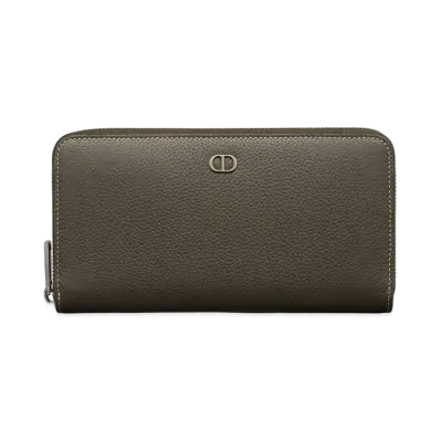 Dior Long Zip Wallet CD Icon Grained Calfskin "Ebony"