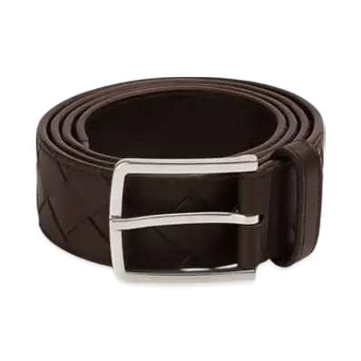 Bottega Veneta Intrecciato Belt "Fondente"