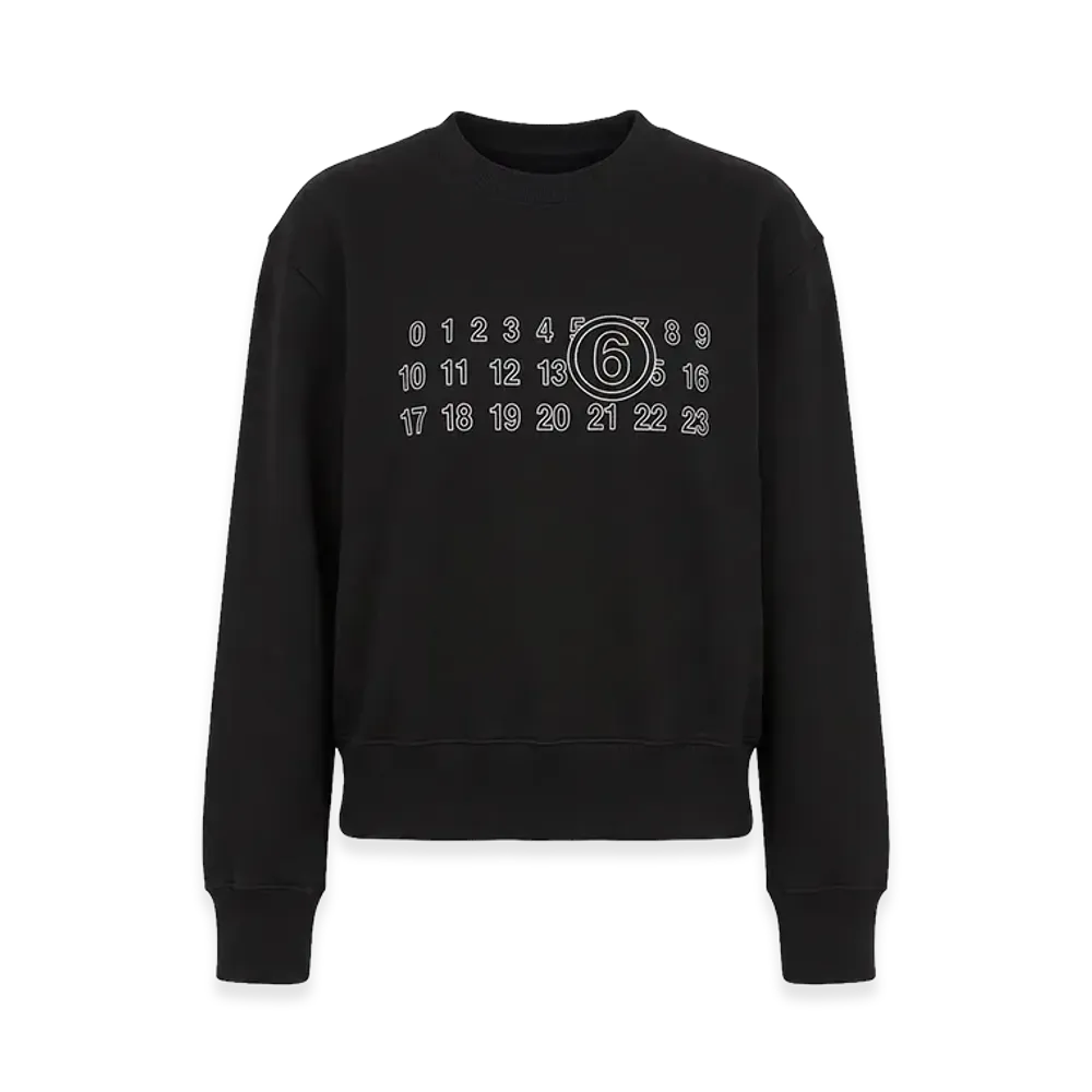 MM6 Maison Margiela Women's Calendar Logo Print Sweatshirt "Black"