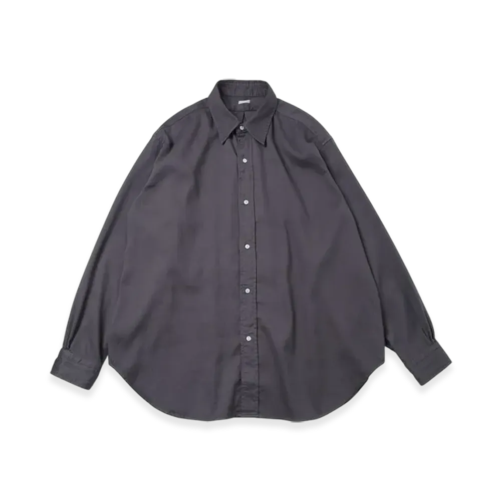 A.PRESSE Double Weave Twill Regular Collar Shirt "Grey"