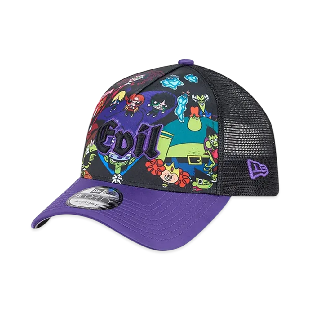 NEW ERA x The Powerpuff Girls 9FORTY A-Frame Trucker Evil "Black/Purple"