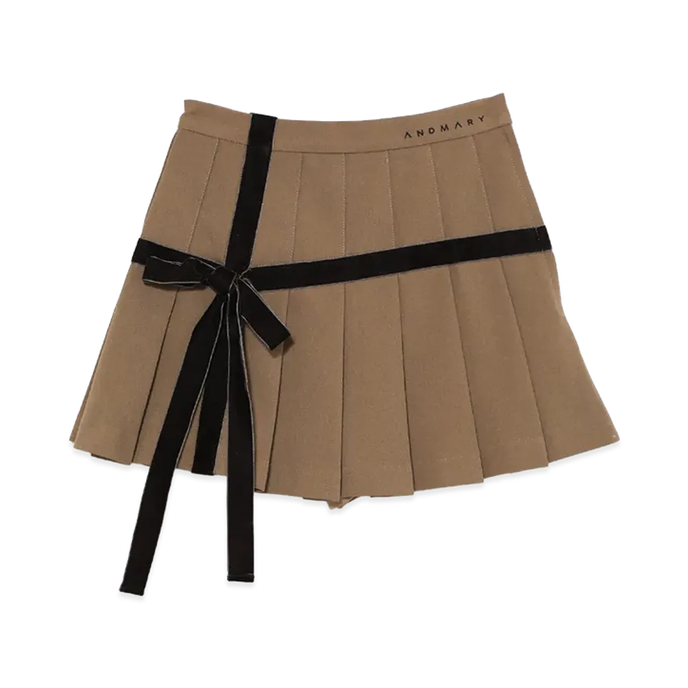 【新品未使用】Valentine ribbon mini skirt beige ANDMARY Valentine Ribbon Mini Skirt 