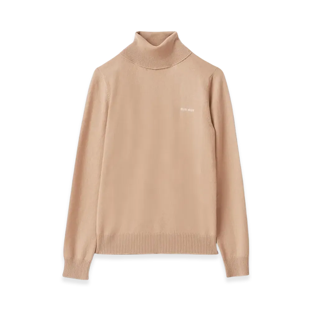 MIU MIU Women's Cashmere Turtleneck Sweater "Albino White"