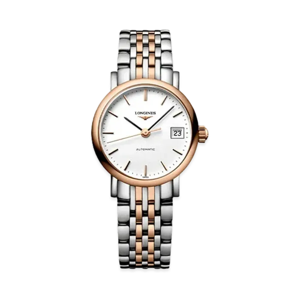 Longines Elegant Collection 25.50 mm "Matte White/Stainless Steel/Rose Gold" L4.309.5.12.7