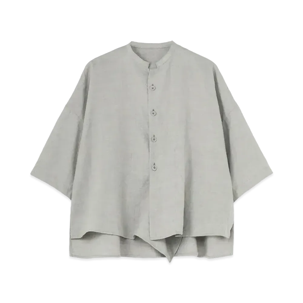 Yohji Yamamoto Y's LINEN WOOL SHORT SLEEVE SHIRT "Gray"