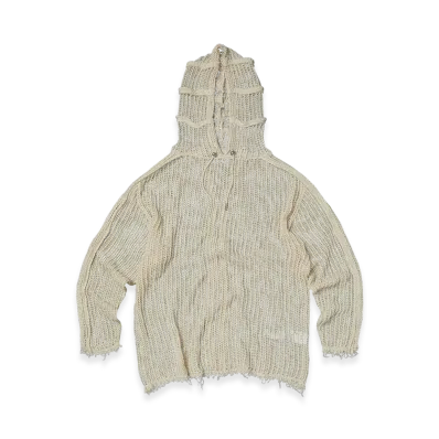 THUG CLUB TC Line Mesh Knit Hoodie "White"