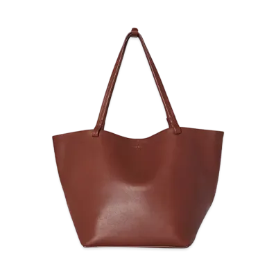The Row Park Tote Three Bag in Leather "Cognac"