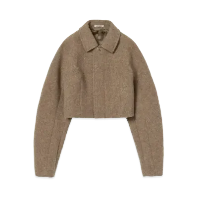 AURALEE Sponge Wool Melton Short Blouson "Top Brown"