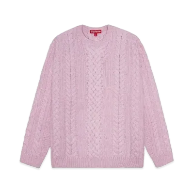 Supreme Applique Cable Knit Sweater "Pink"