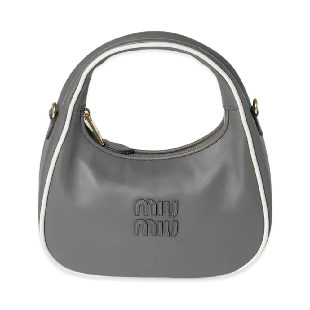 MIUMIU Wander Leather Bag "Marble Gray/White"