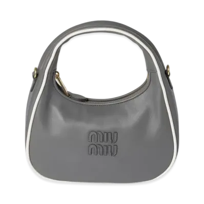 MIUMIU Wander Leather Bag "Marble Gray/White"