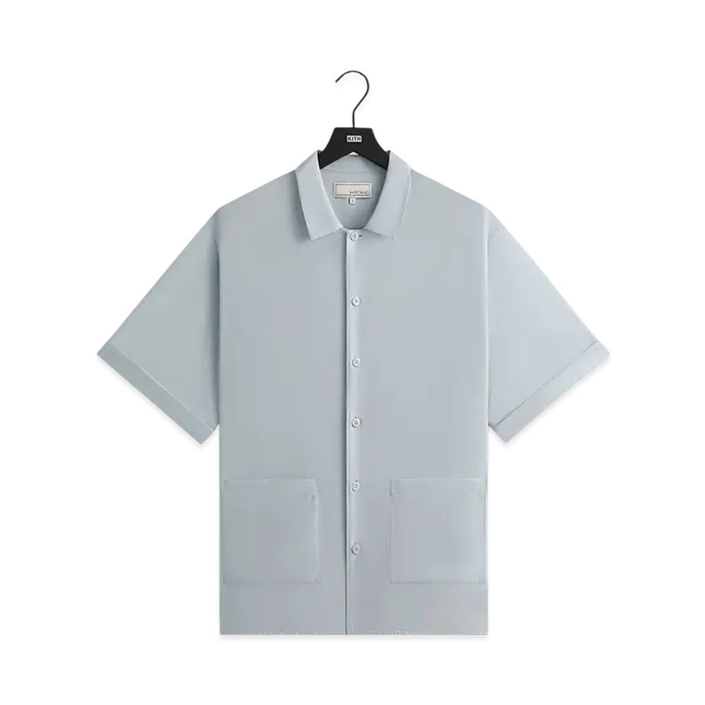 Kith &Kin Silk Habotai Short Sleeve Reade Shirt "Light Indigo"