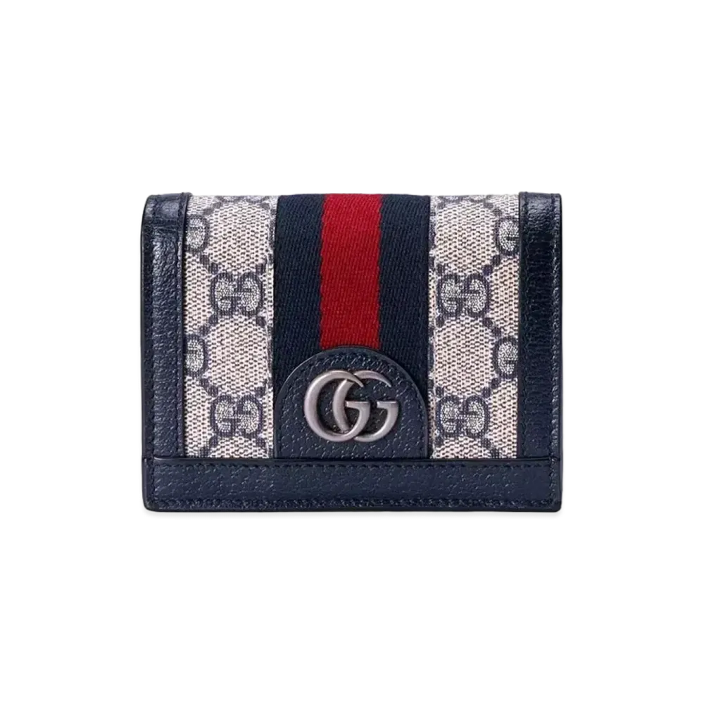 GUCCI Ophidia GG Card Case Wallet Supreme Canvas "Beige/Blue"