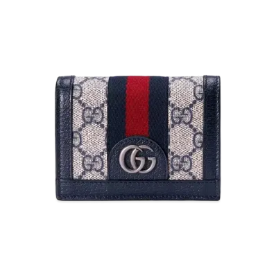GUCCI Ophidia GG Card Case Wallet Supreme Canvas "Beige/Blue"