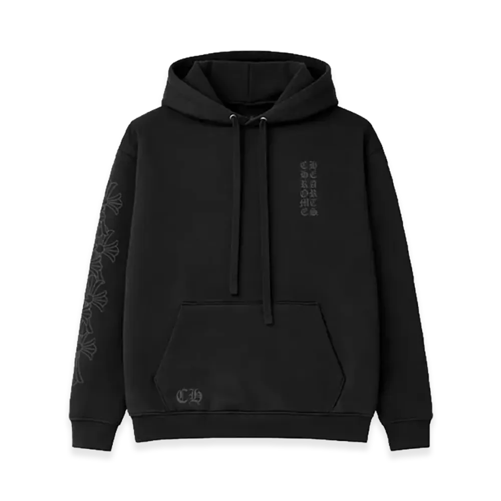 Chrome Hearts Miami Exclusive Cemetery Cross Vertical Logo Hoodie "Black"