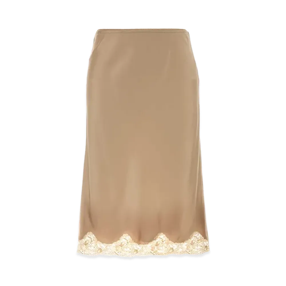 Saint Laurent Women's Beige Satin Skirt "Beige/Tan"
