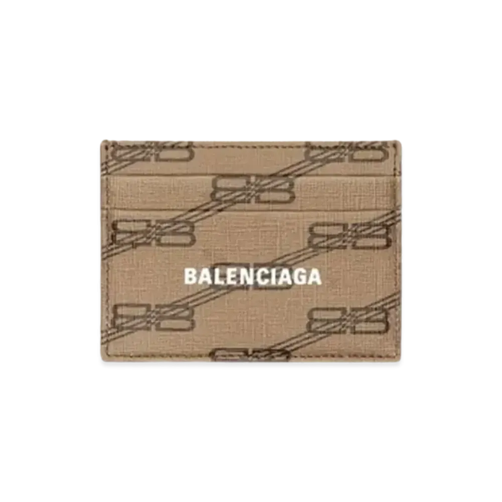 BALENCIAGA Signature Card Holder BB Monogram Coating Canvas "Beige"