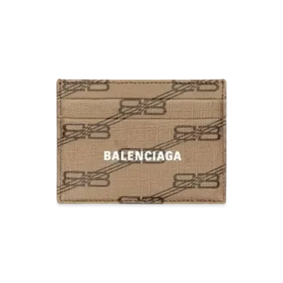 BALENCIAGA Signature Card Holder BB Monogram Coating Canvas "Beige"