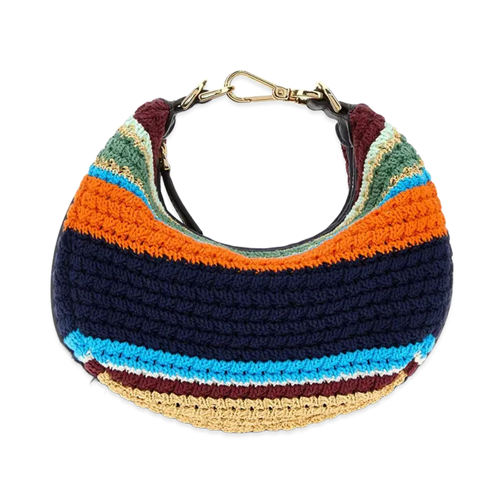 FENDI Women's Embroidered Crochet Mini Fendigraphy Handbag "Stripped"