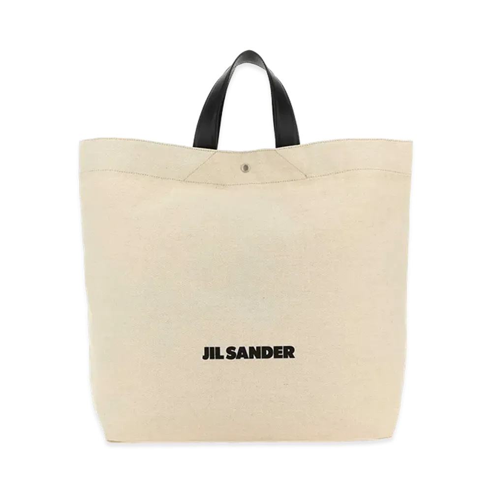 Jil Sander Women's Sand Canvas Flat Shopping Bag "White"