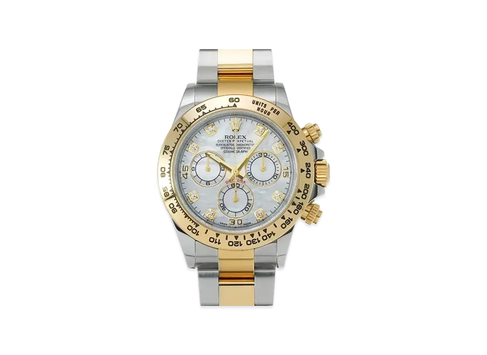 ROLEX Cosmograph Daytona 8P Diamonds "White Shell/Stainless Steel/Yellow Gold"