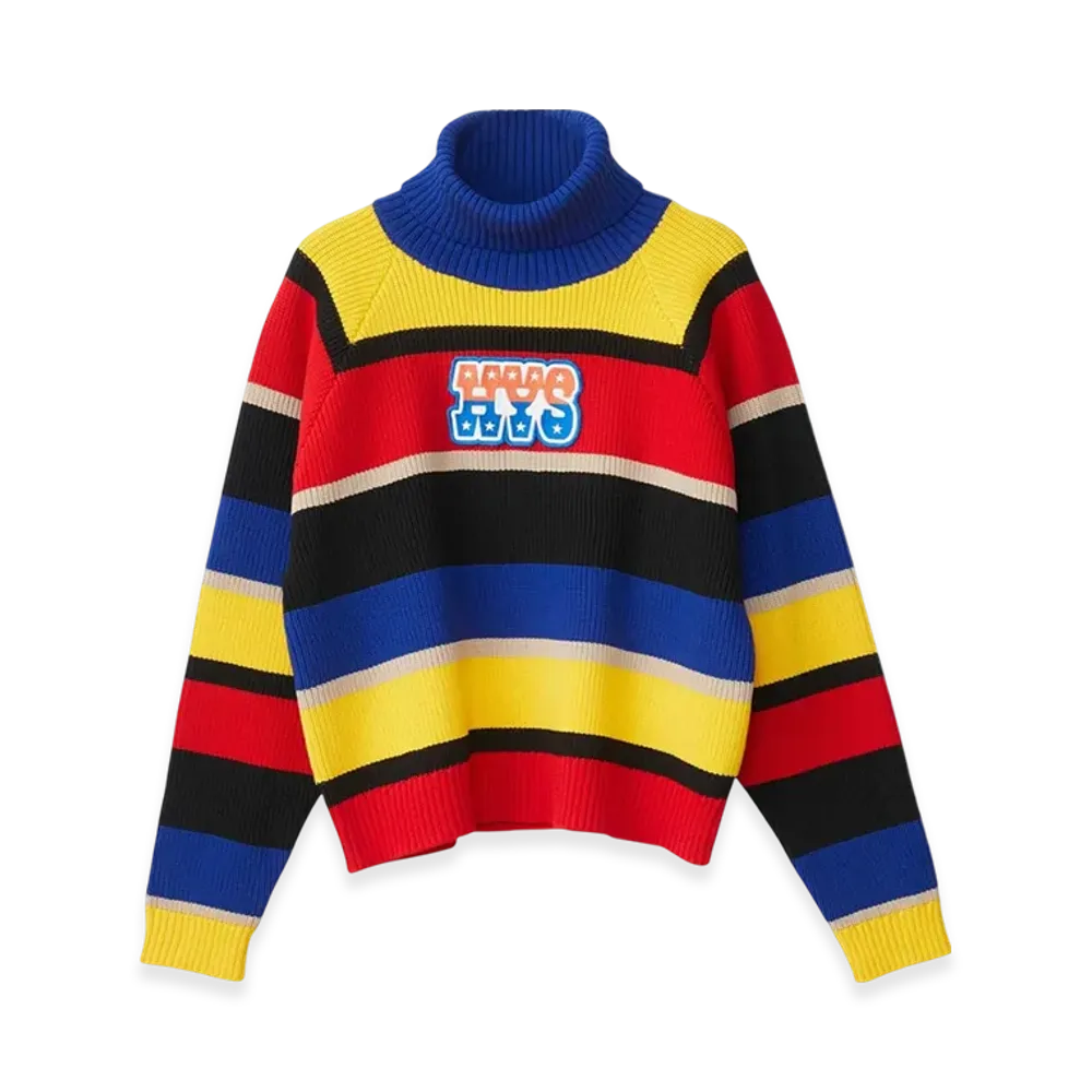 HYSTERIC GLAMOUR Campaign Logo Patch Striped Sweater "Blue"