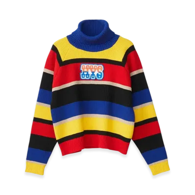 HYSTERIC GLAMOUR Campaign Logo Patch Striped Sweater "Blue"