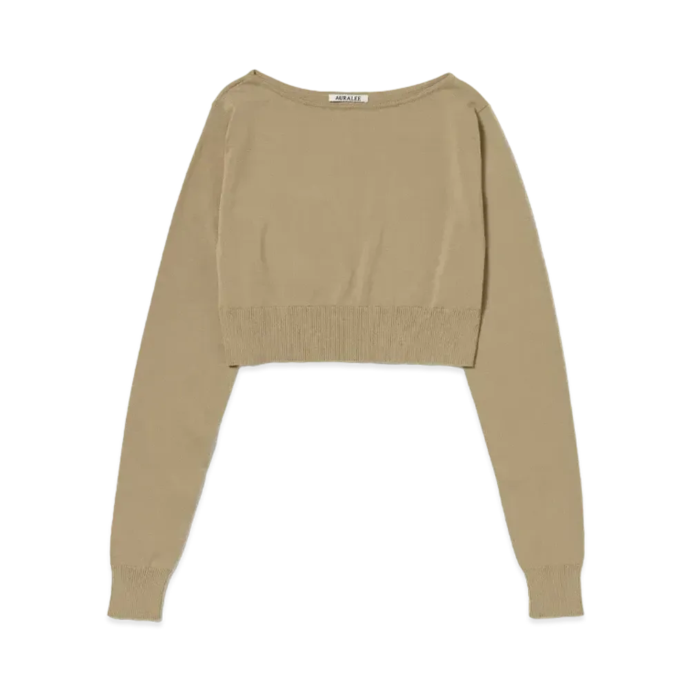 AURALEE Super High Gauge Cotton Knit Short P/O "Beige"