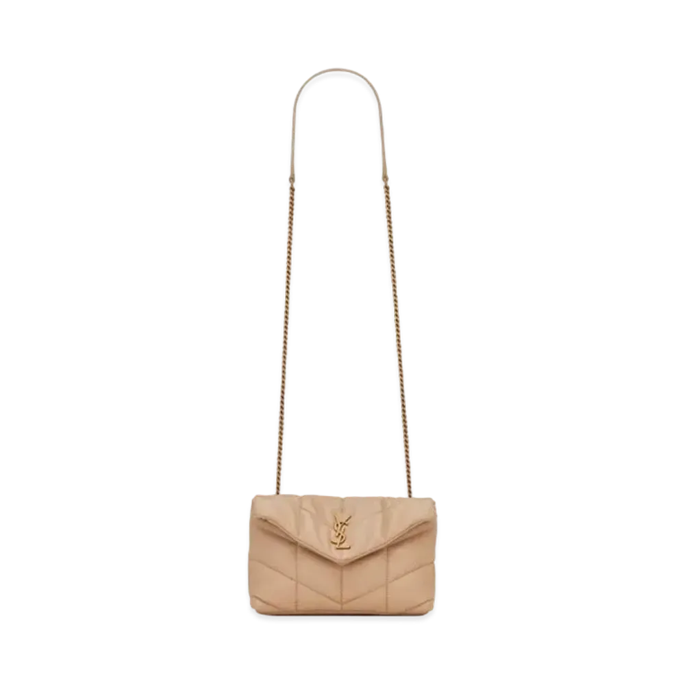 Saint Laurent Puffer Toy Bag In Quilted Lambskin "Dark Beige"