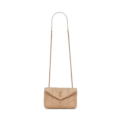 Saint Laurent Puffer Toy Bag In Quilted Lambskin "Dark Beige"
