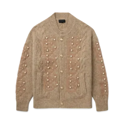 A BATHING APE Bape Black Monogram Cardigan "Beige"